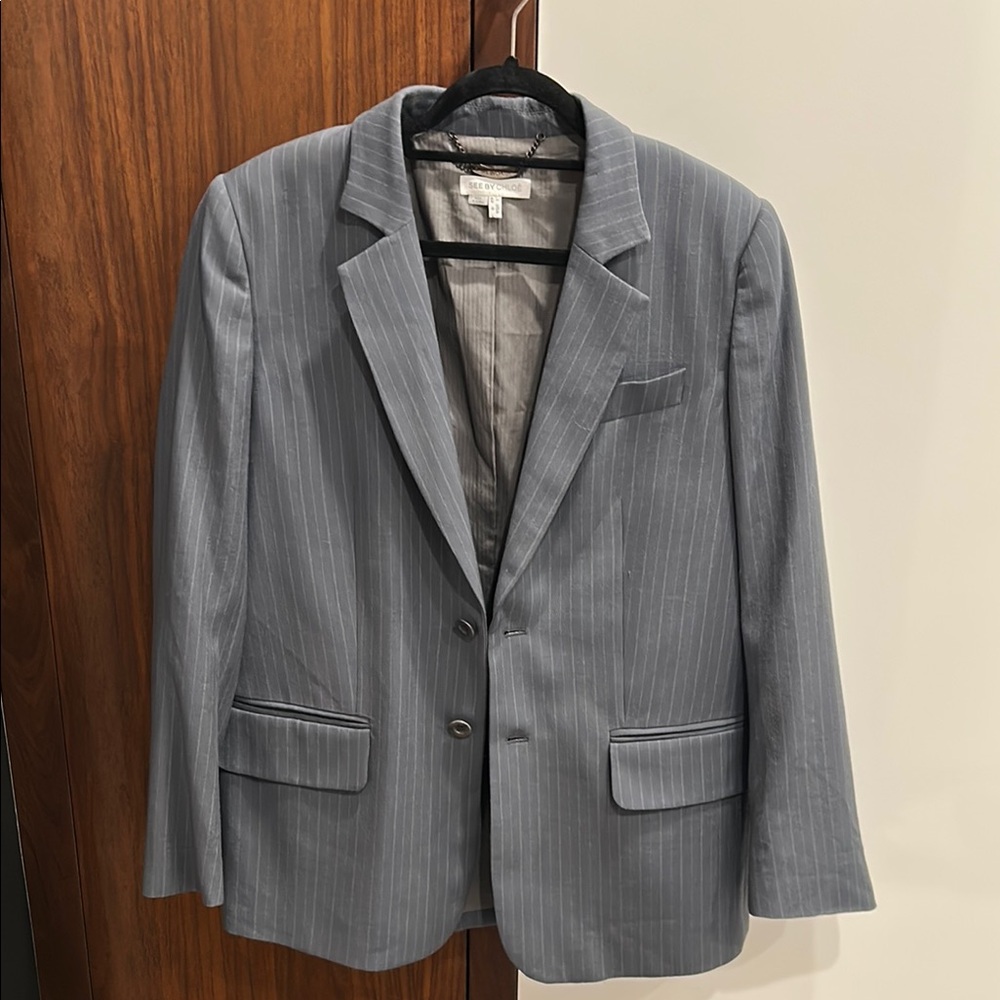 Woman Gray Pinstripe Blazer